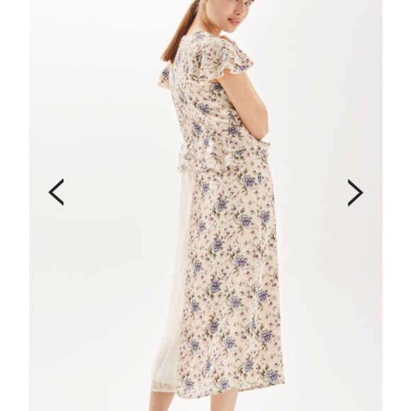 NWT TopShop floral & lace mix midi dress size 6 - Picture 2 of 8